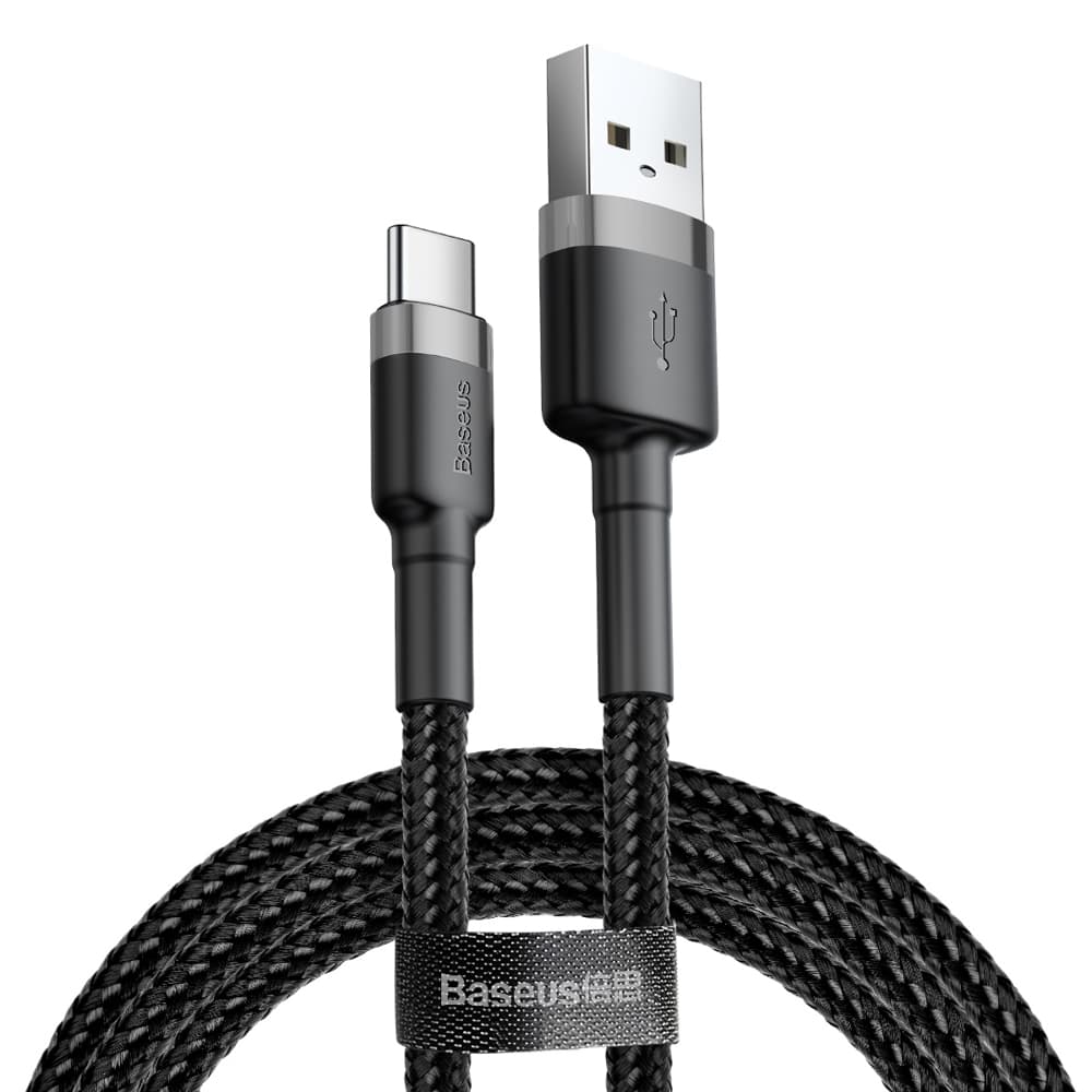 Wytrzymały elastyczny kabel przewód USB USB-C QC3.0 2A 2M czarno-szary