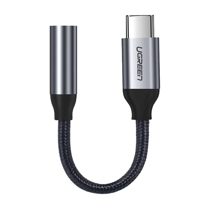 Przejściówka do słuchawek z Mini Jack 3.5 mm na USB-C 10cm - szary