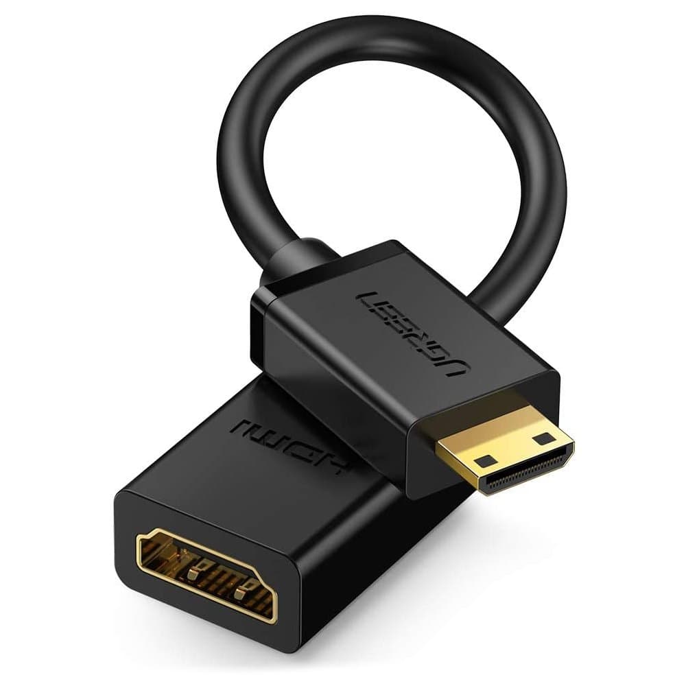 Przejściówka adapter kabel HDMI żeński - mini HDMI męski 4K 60Hz HEC ARC 22cm czarny