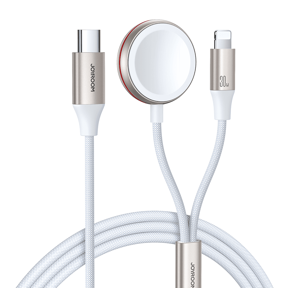 2w1 Kabel Lightning do iPhone i ładowarka indukcyjna do Apple Watch USB-C 1.5m biały