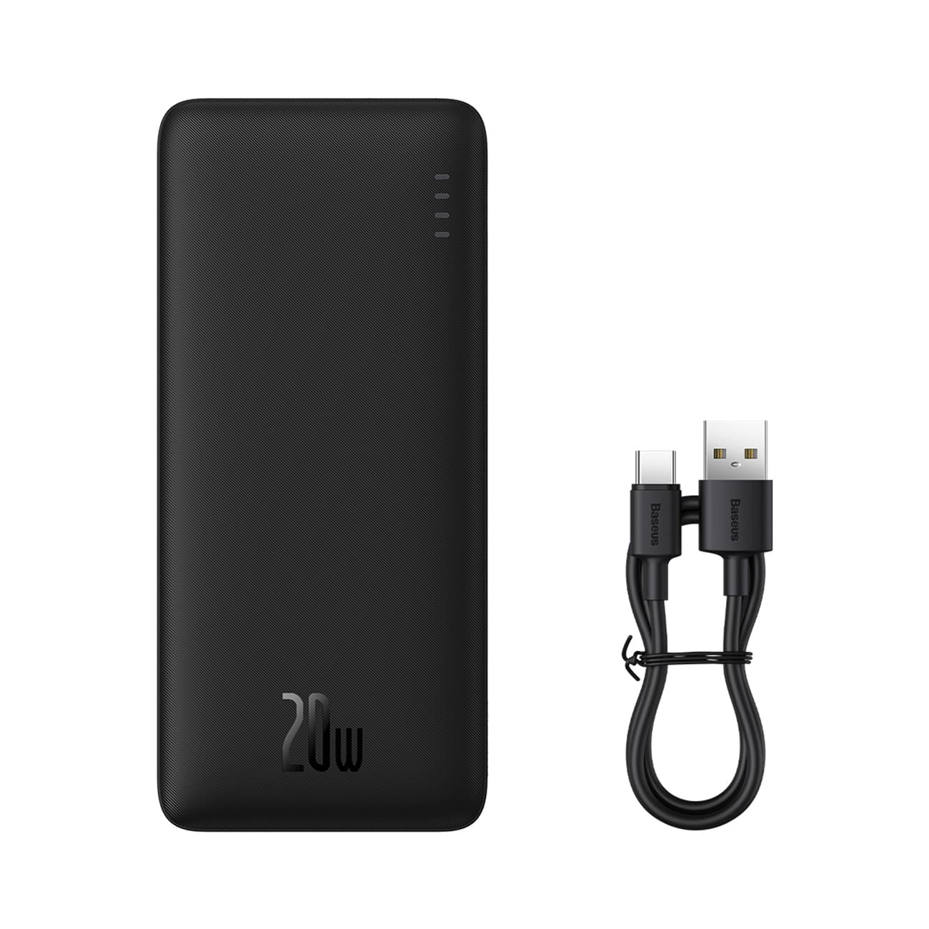 Powerbank Airpow 20W 10000mAh z kablem USB-A - USB-C 30cm - czarny