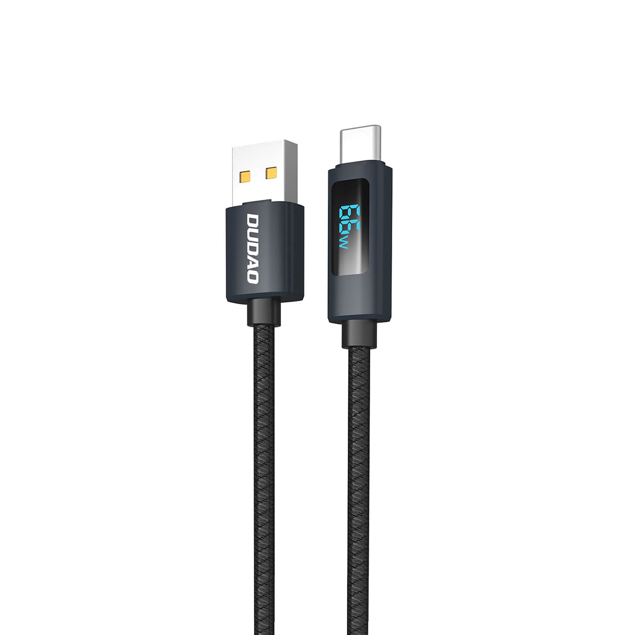 Kabel przewód L7T USB-A - USB-C 66W z wyświetlaczem LED 1m - czarny
