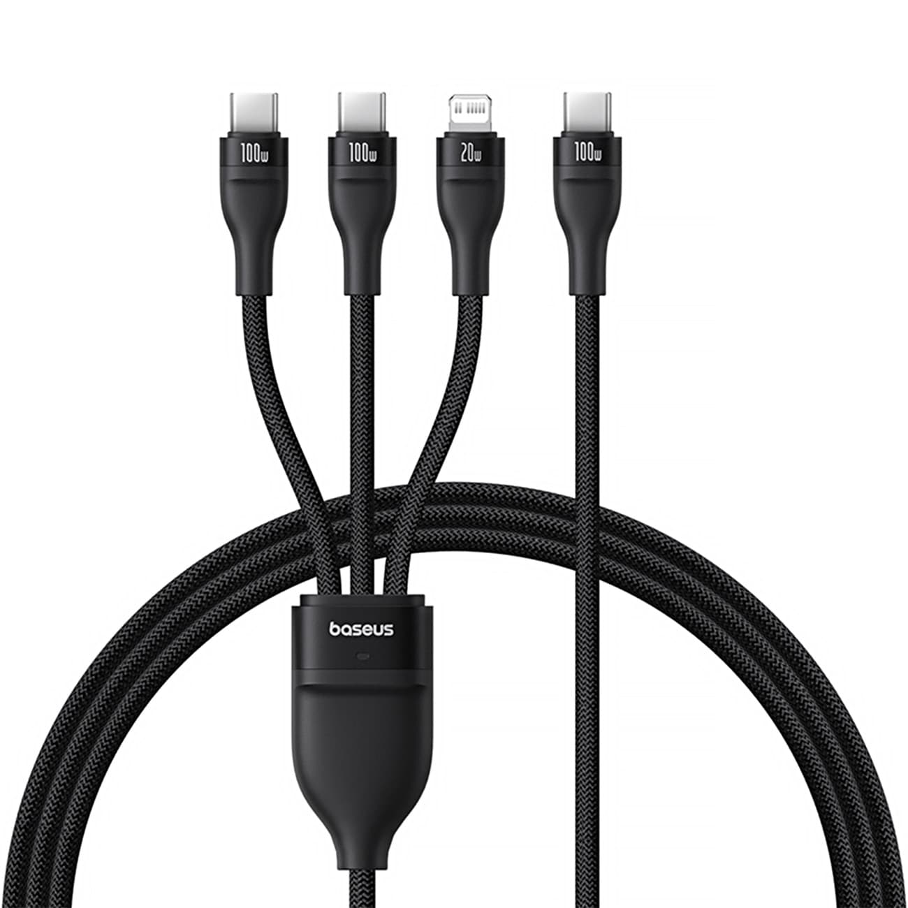 3w1 Kabel przewód Flash Series 3 100W USB-C - 2x USB-C iPhone Lightning 1.5m - czarny