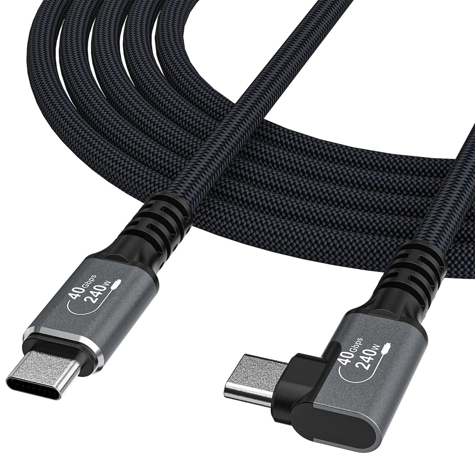 Kabel przewód kątowy Thunderbolt 4 USB-C 240W 4K 1m - czarny