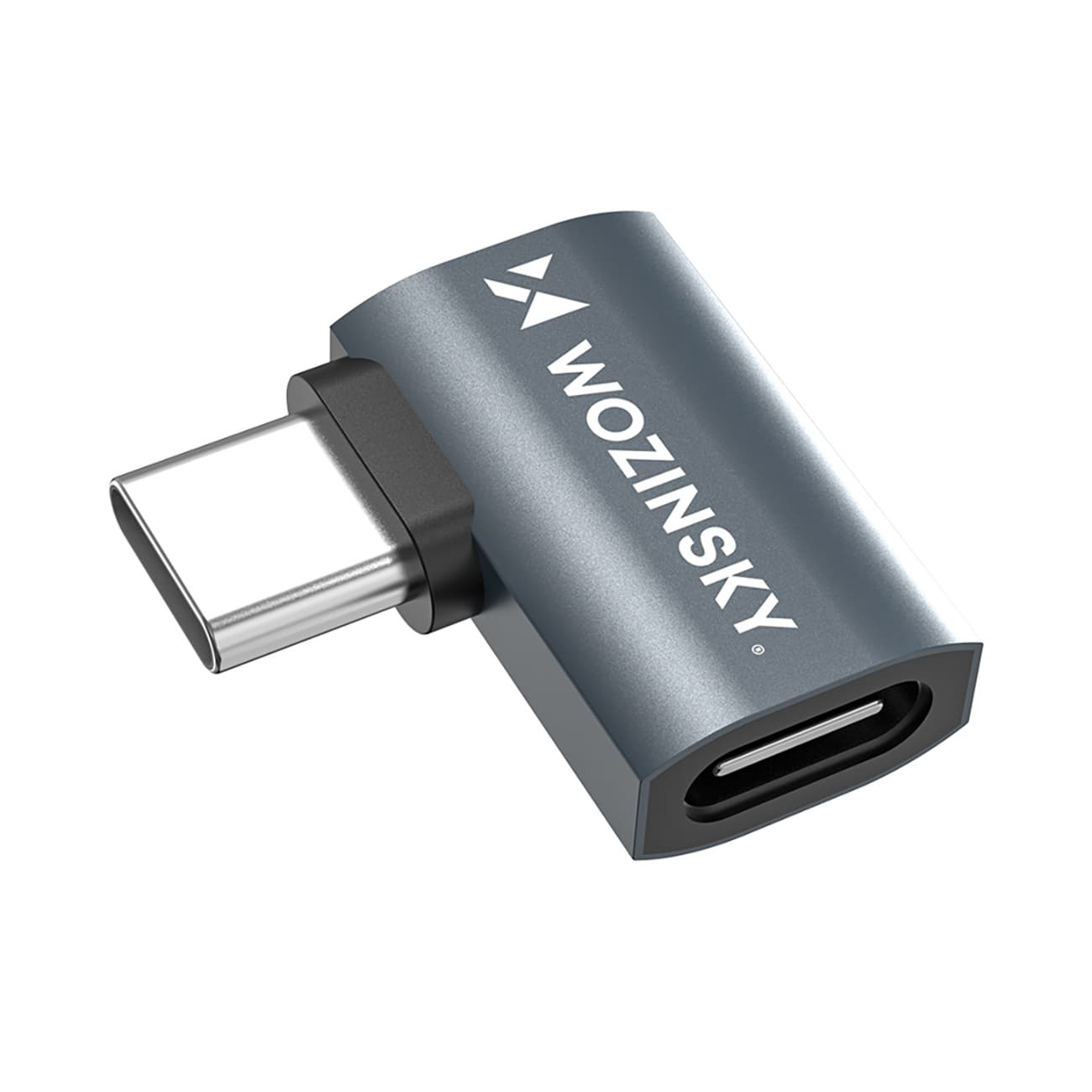 Adapter przejściówka kątowa boczna USB-C 40Gb/s 240W 8K OTG - szara