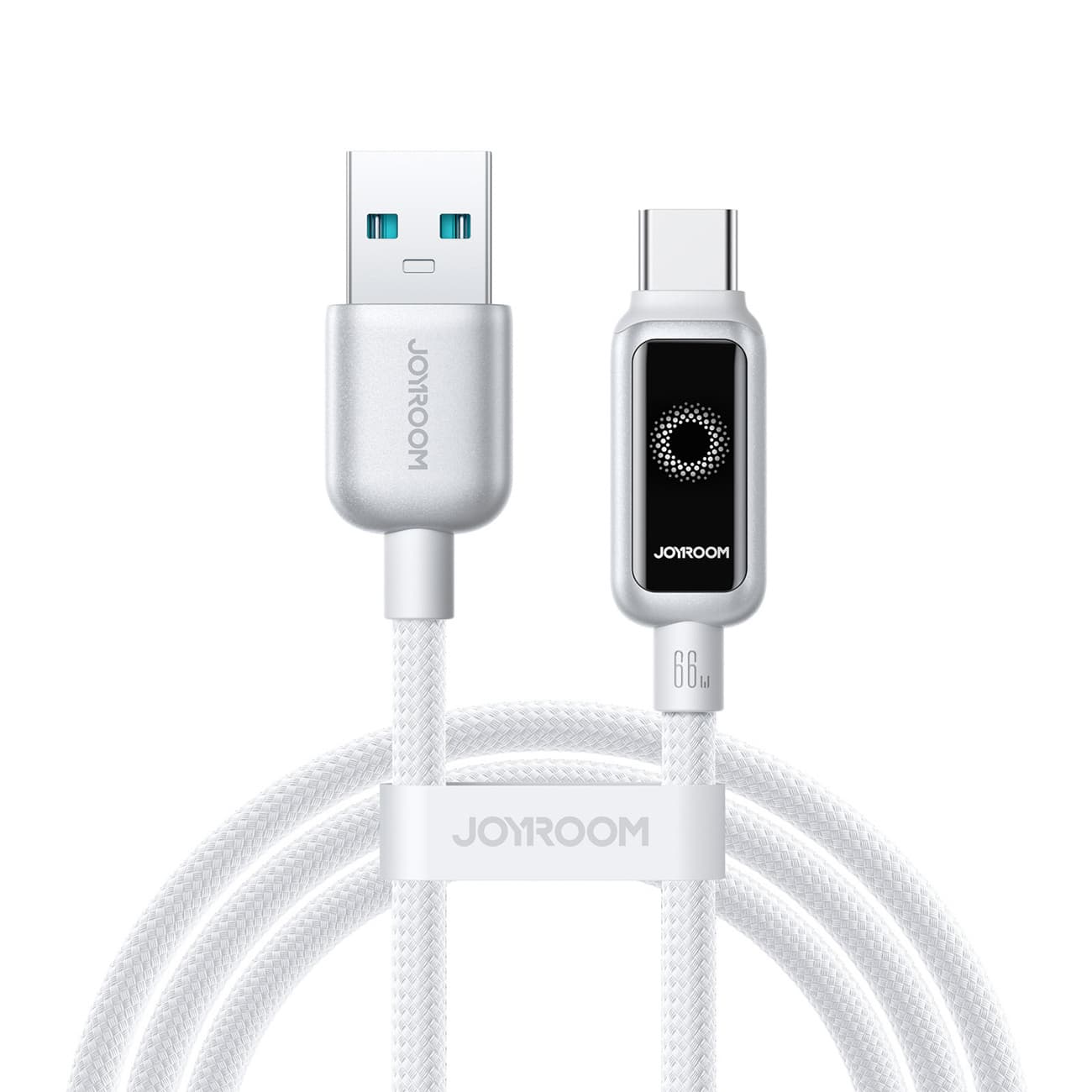 Kabel przewód w oplocie USB-A - USB-C 66W 1.2m - biały